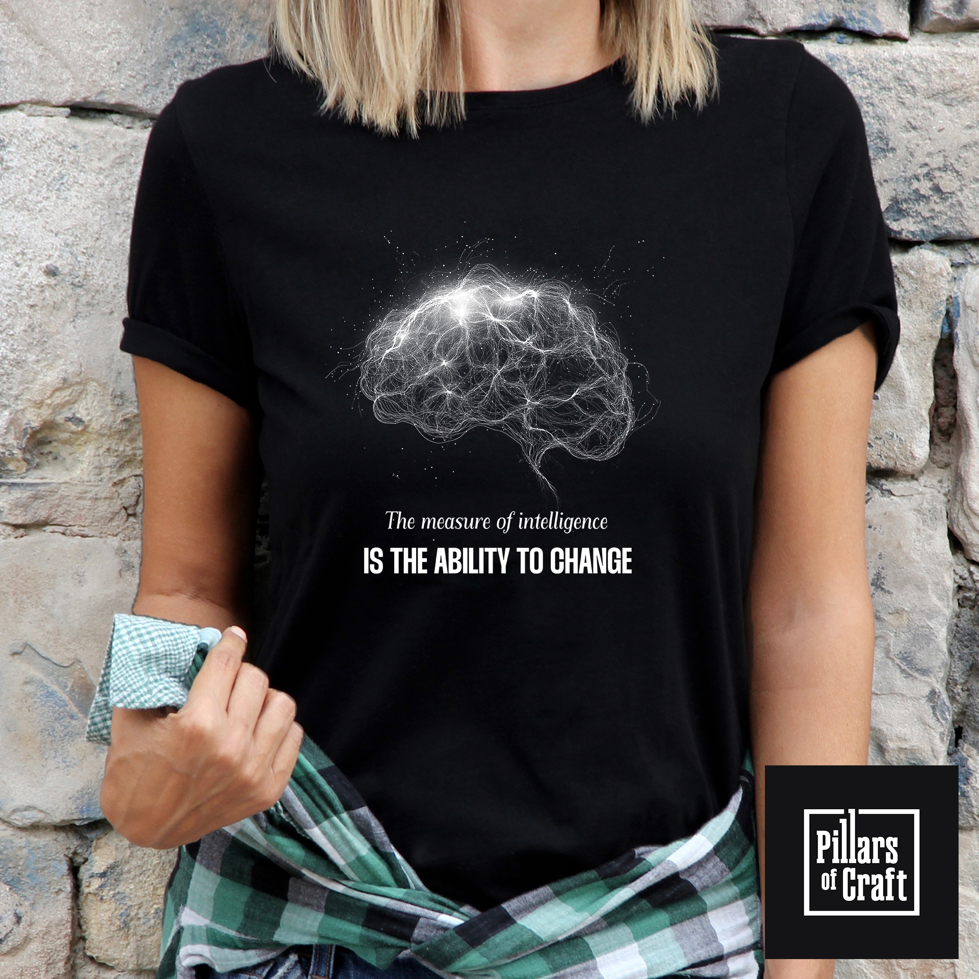 Measure of Intelligence T-shirt, Human brain with neurons T-shirt, Einstein quote T-shirt, Inspirational T-shirt - Image 4
