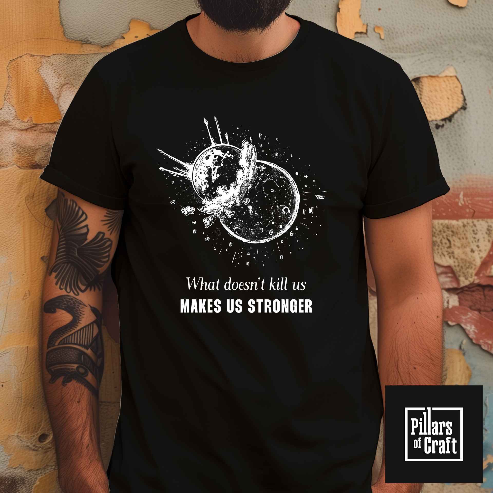 Earth Theia Collision T-shirt, Cosmic T-shirt, Friedrich Nietzsche Quote T-shirt, Inspirational T-shirt - Image 3