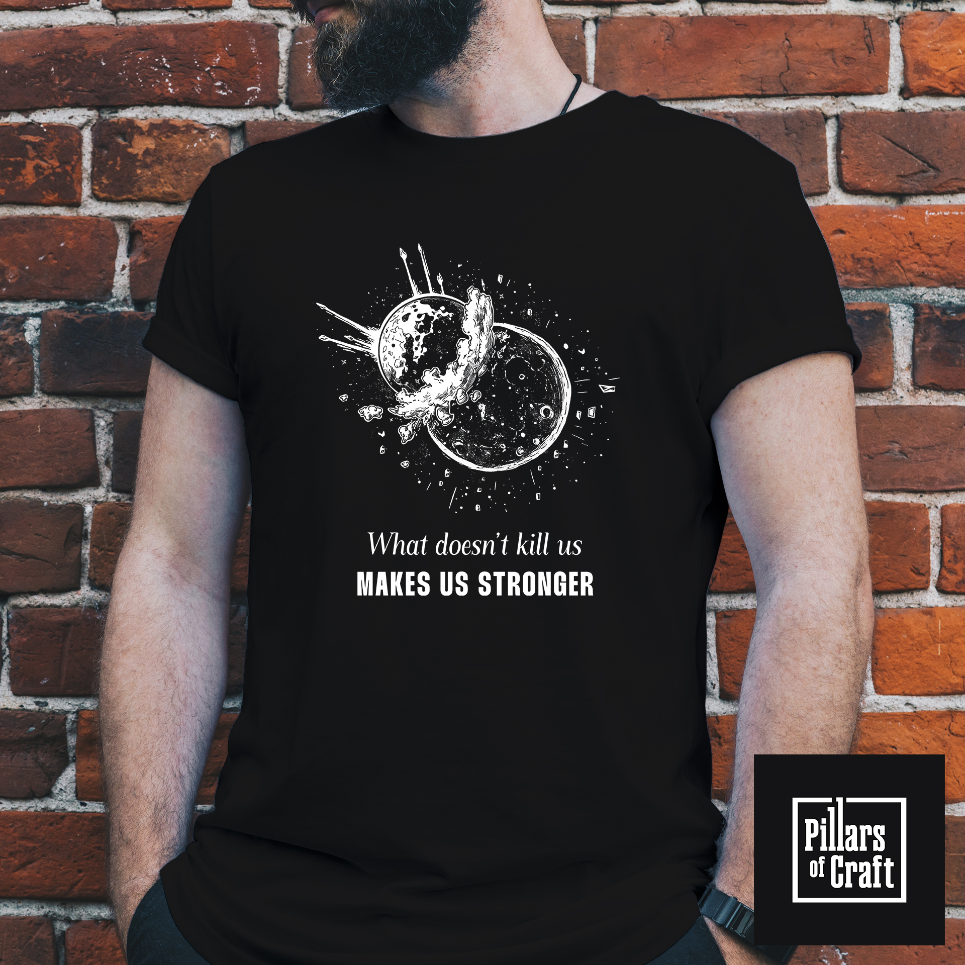 Earth Theia Collision T-shirt, Cosmic T-shirt, Friedrich Nietzsche Quote T-shirt, Inspirational T-shirt - Image 2