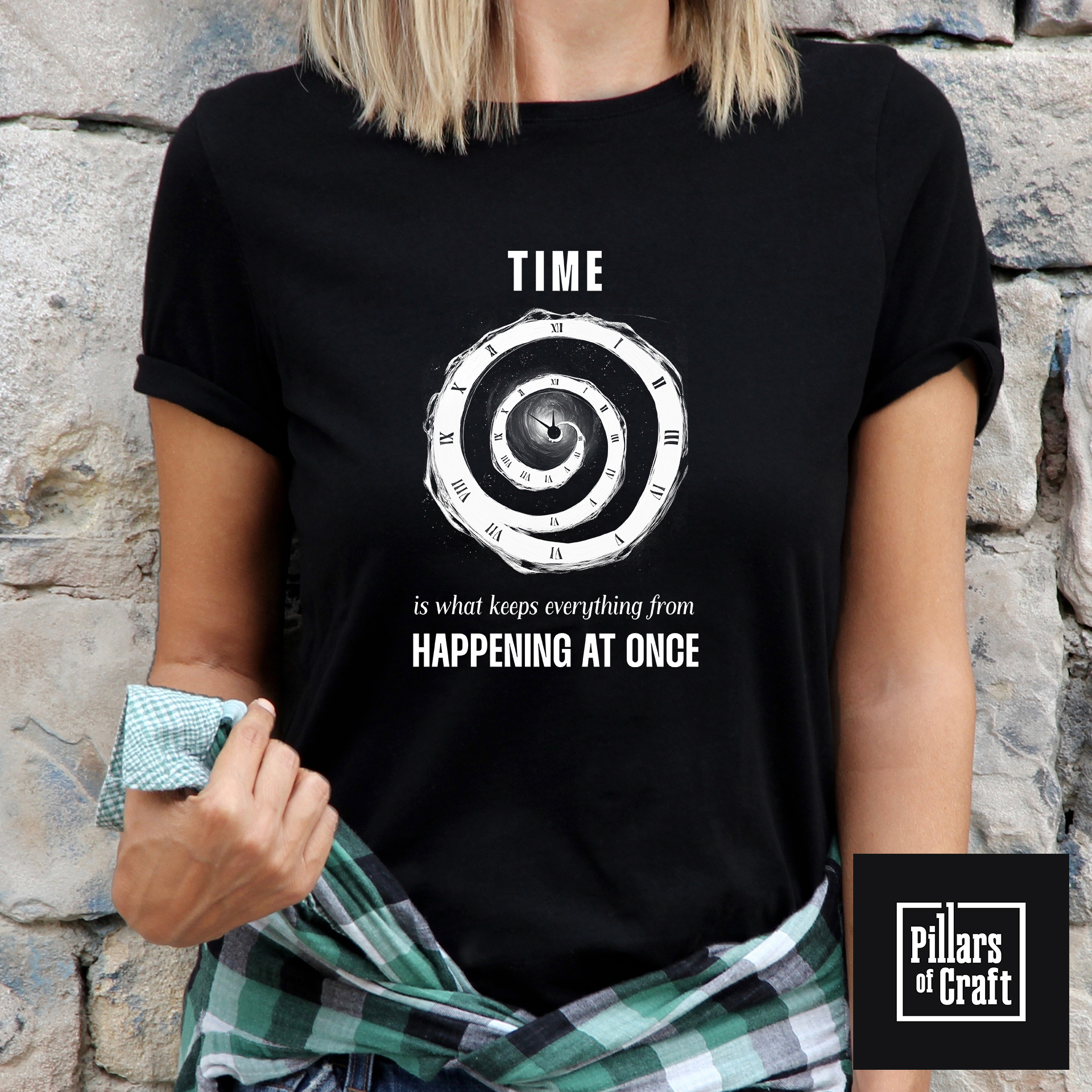 Spiraling clock T-shirt, Time spiraling T-shirt, Universe T-shirt, Inspirational T-shirt - Image 2