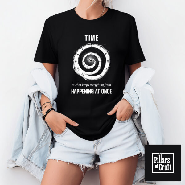 Spiraling clock T-shirt, Time spiraling T-shirt, Universe T-shirt, Inspirational T-shirt - Image 3