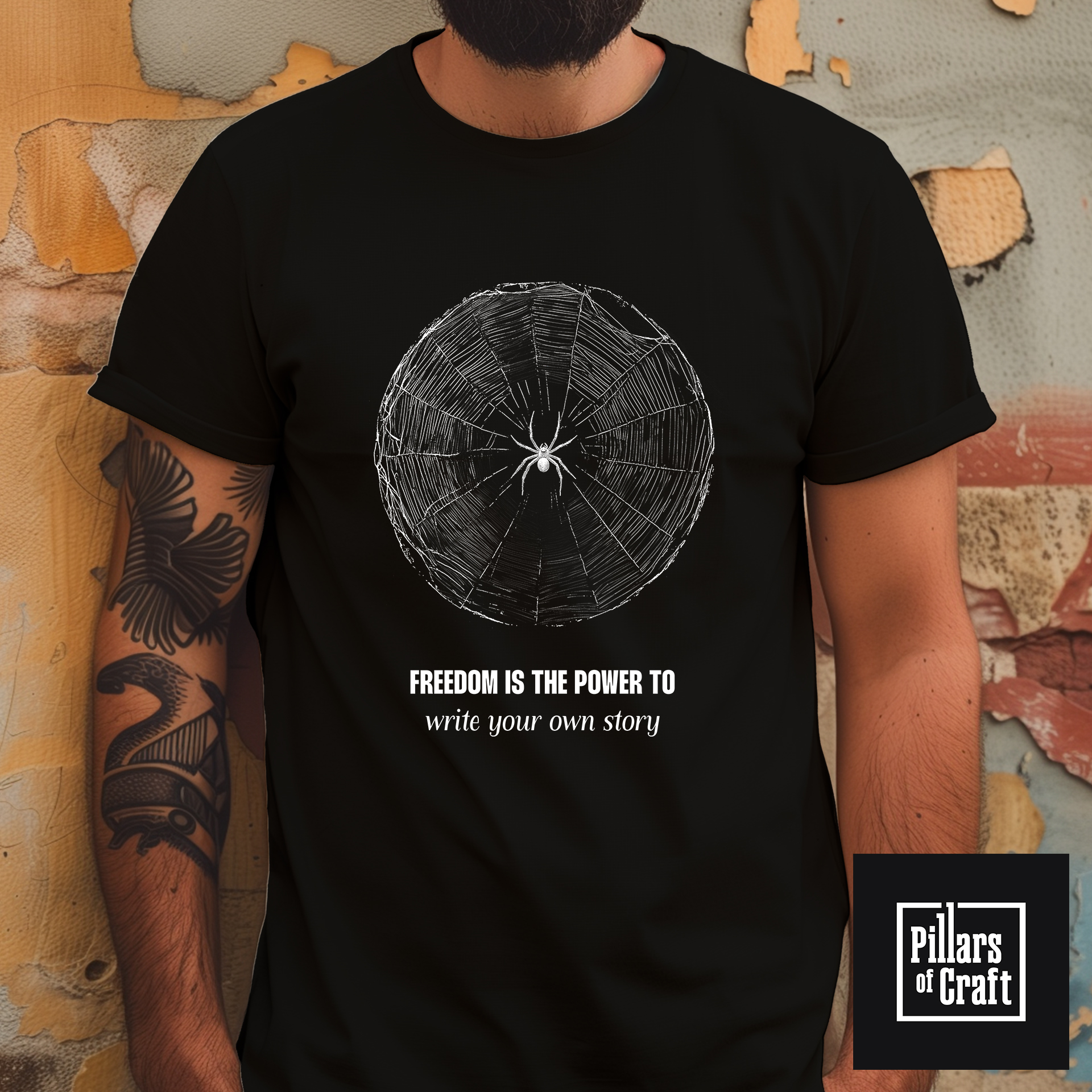 Freedom T-shirt, Spider in its web T-shirt, Inspirational T-shirt - Image 2