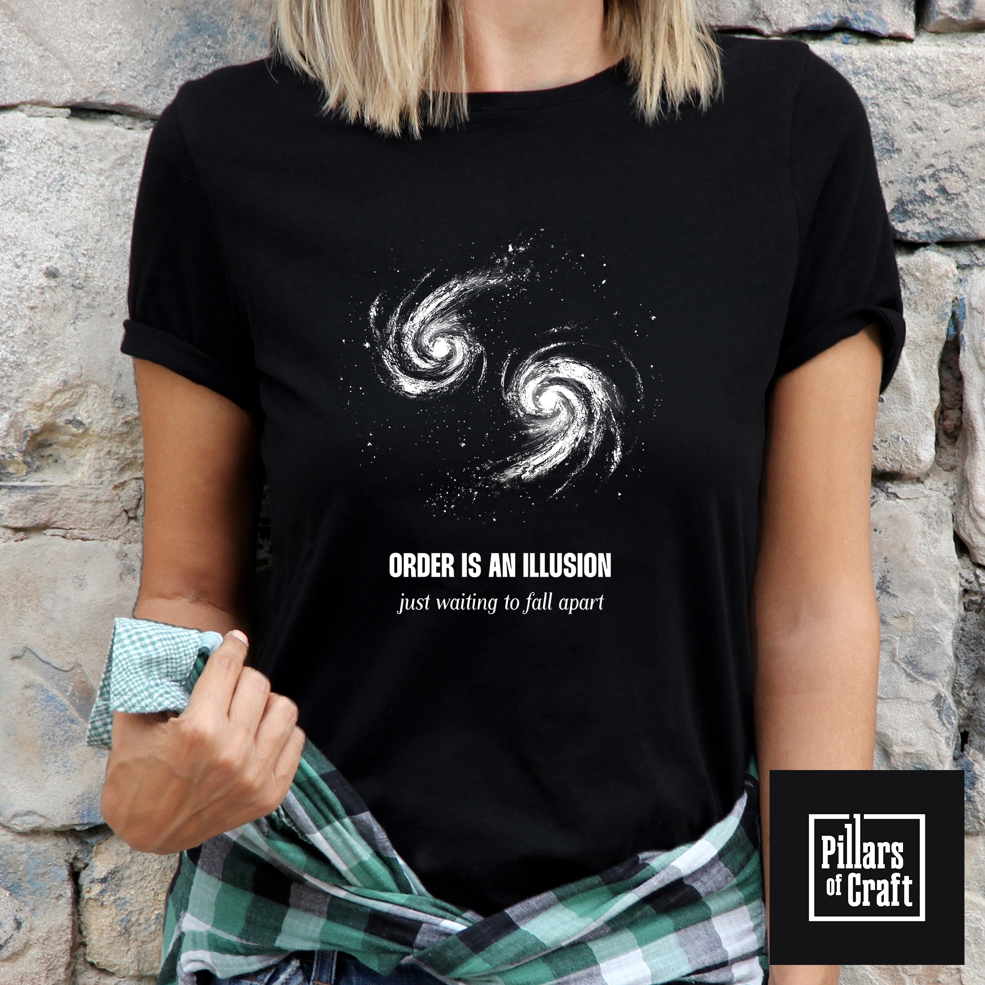 Galaxies colliding T-shirt, Order is an illusion T-shirt, Thought provoking T-shirt - Image 2
