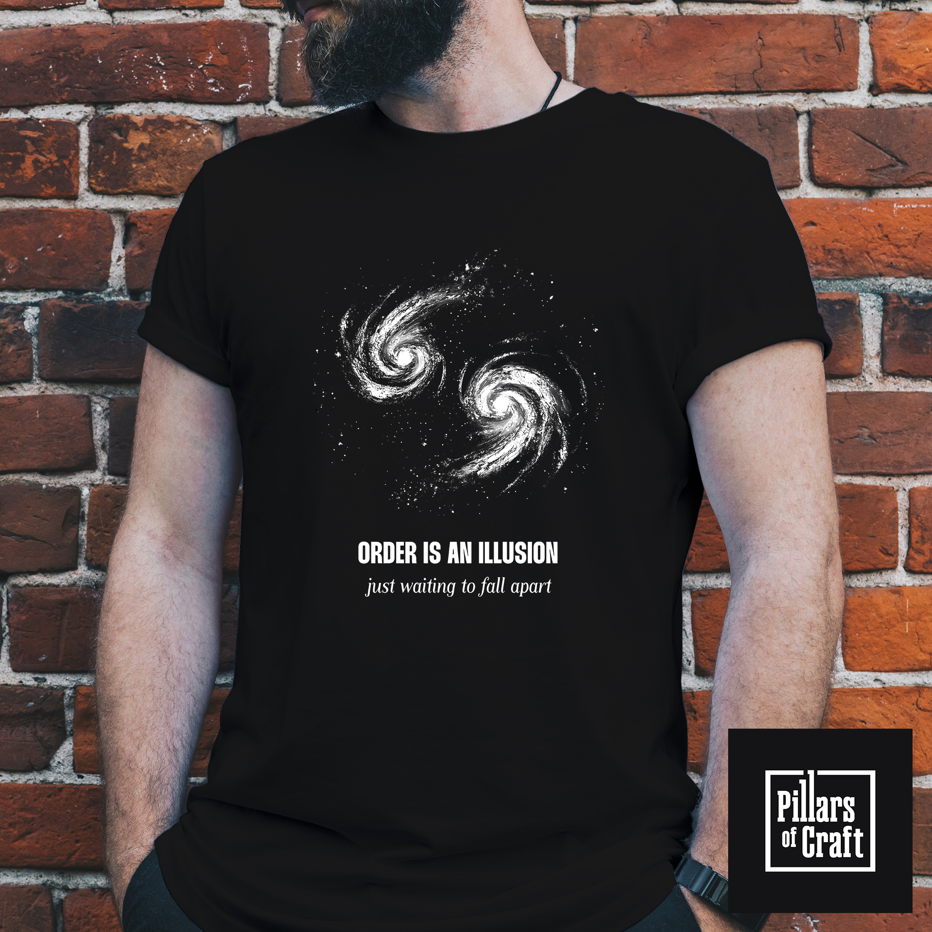 Galaxies colliding T-shirt, Order is an illusion T-shirt, Thought provoking T-shirt - Image 3