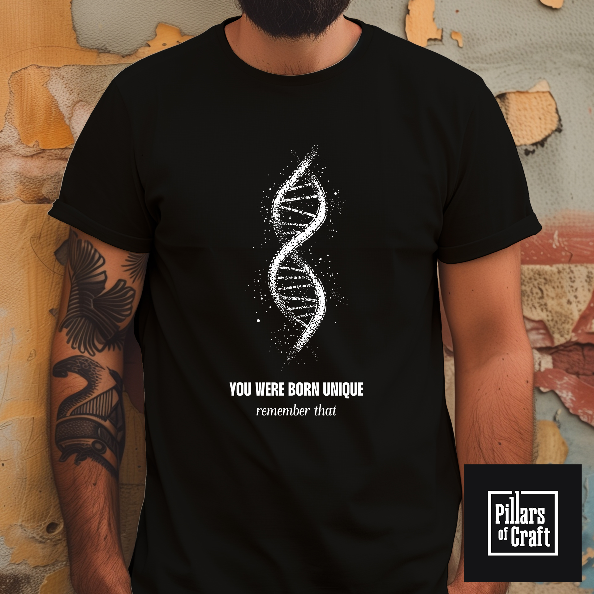 DNA double helix T-shirt, Born unique T-shirt, Thought provoking T-shirt, Inspirational T-shirt - Image 2