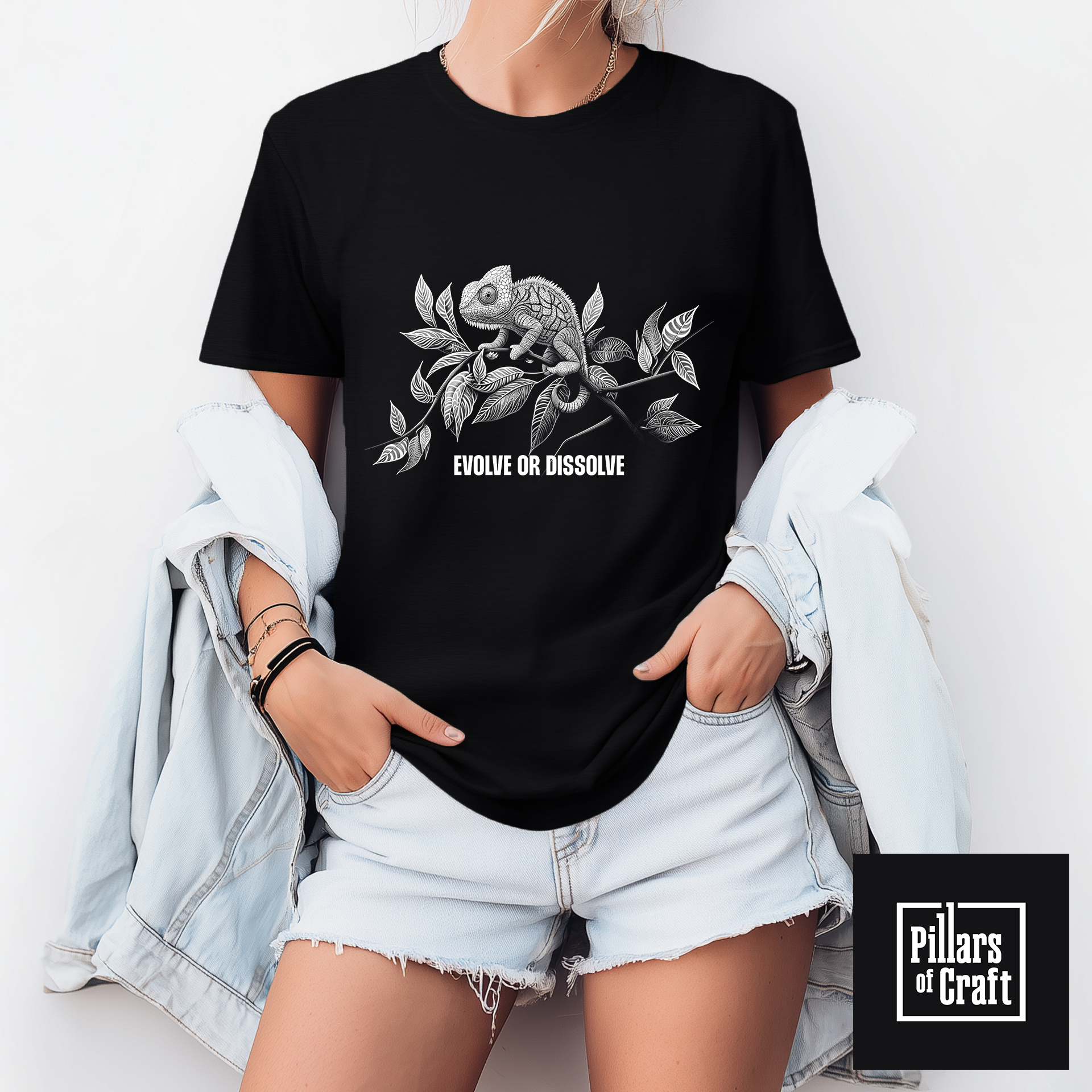 Evolve or Dissolve T-shirt, Chameleon T-shirt, Evolution T-shirt, Thought provoking T-shirt - Image 2