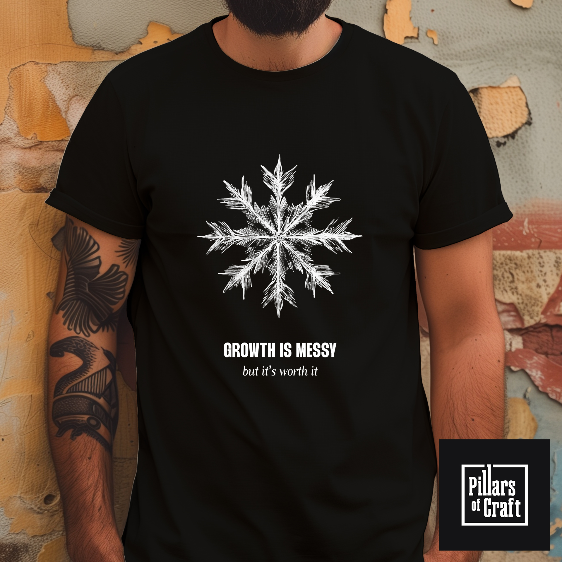 Snowflake T-shirt, Growth is messy T-shirt, Nature T-shirt, Thought provoking T-shirt - Image 2