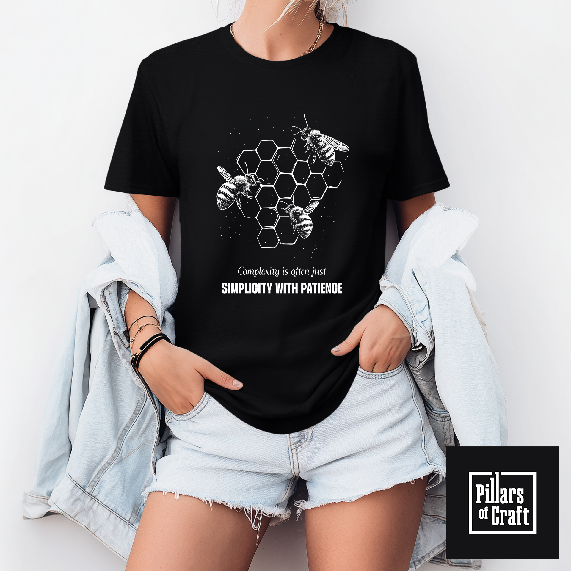 Honeybee T-shirt, Honeycomb T-shirt, Nature T-shirt, Simplicity T-shirt, Inspirational T-shirt - Image 4