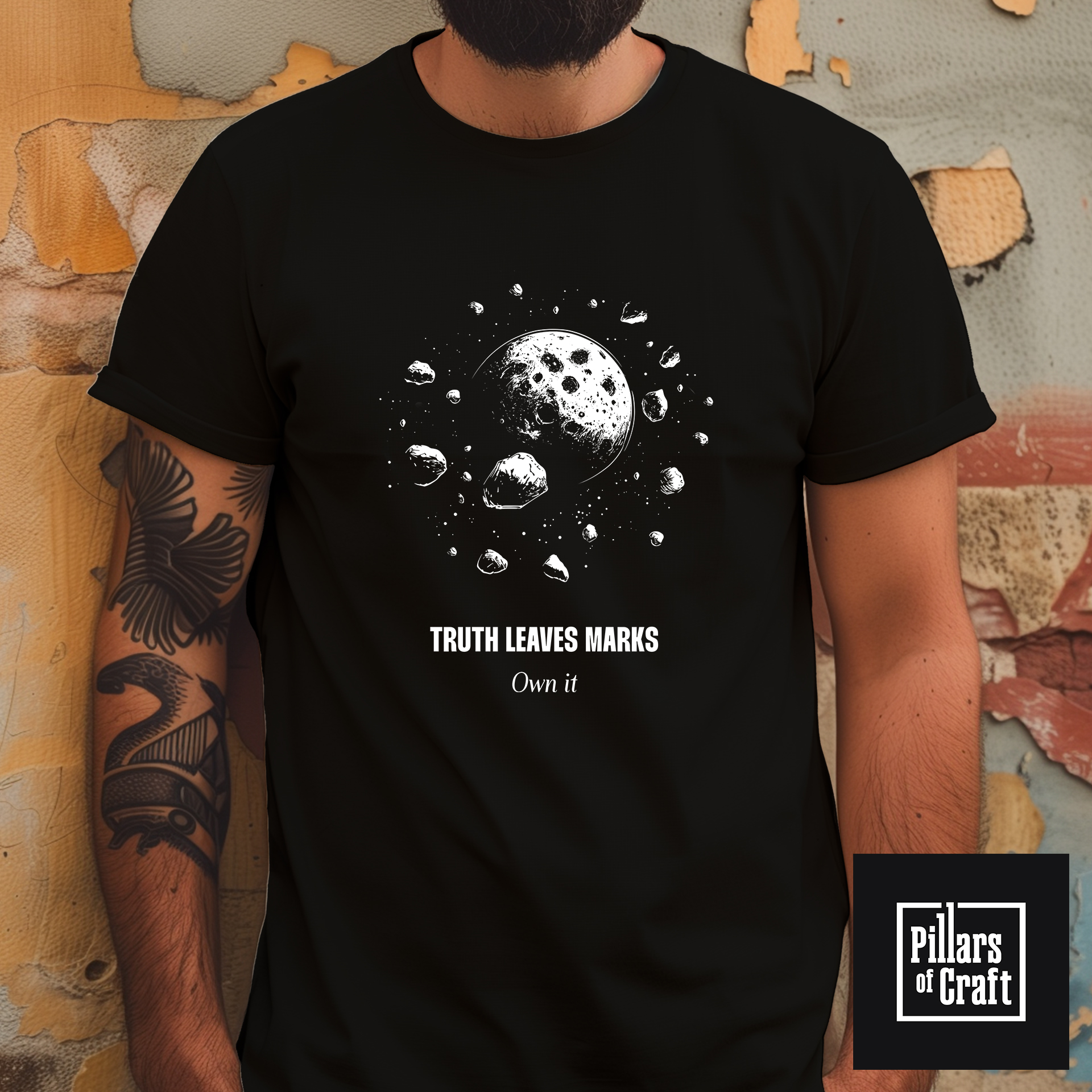 Moon T-shirt, Asteroids T-shirt, Truth leaves marks T-shirt, Cosmic T-shirt, Inspirational T-shirt - Image 2