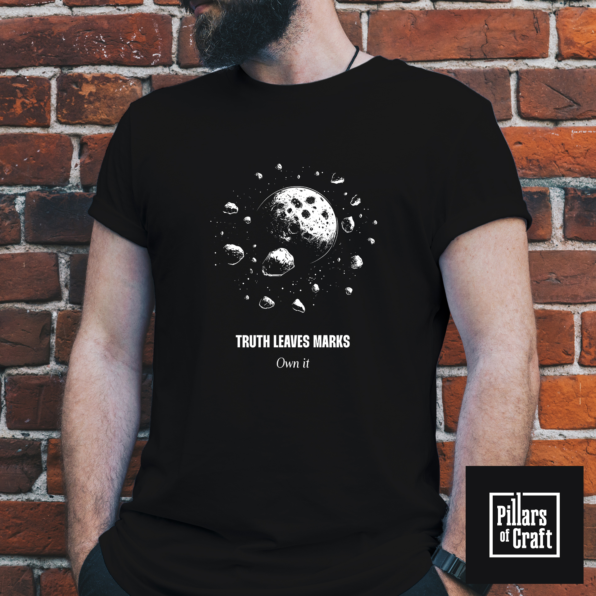 Moon T-shirt, Asteroids T-shirt, Truth leaves marks T-shirt, Cosmic T-shirt, Inspirational T-shirt - Image 4