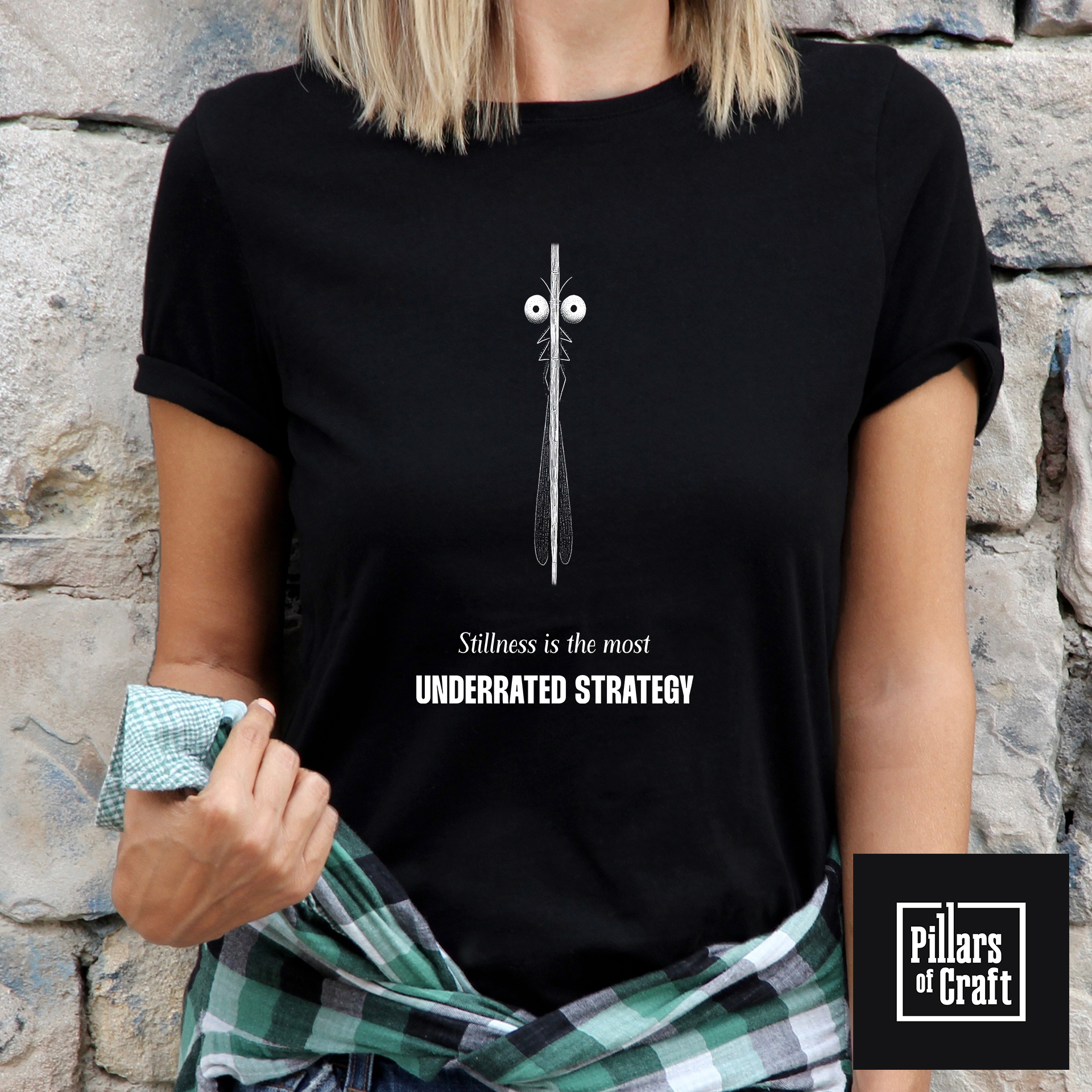 Damselfly T-shirt, Stillness is the most underrated strategy T-shirt, Nature T-shirt, Inspirational T-shirt - Image 3